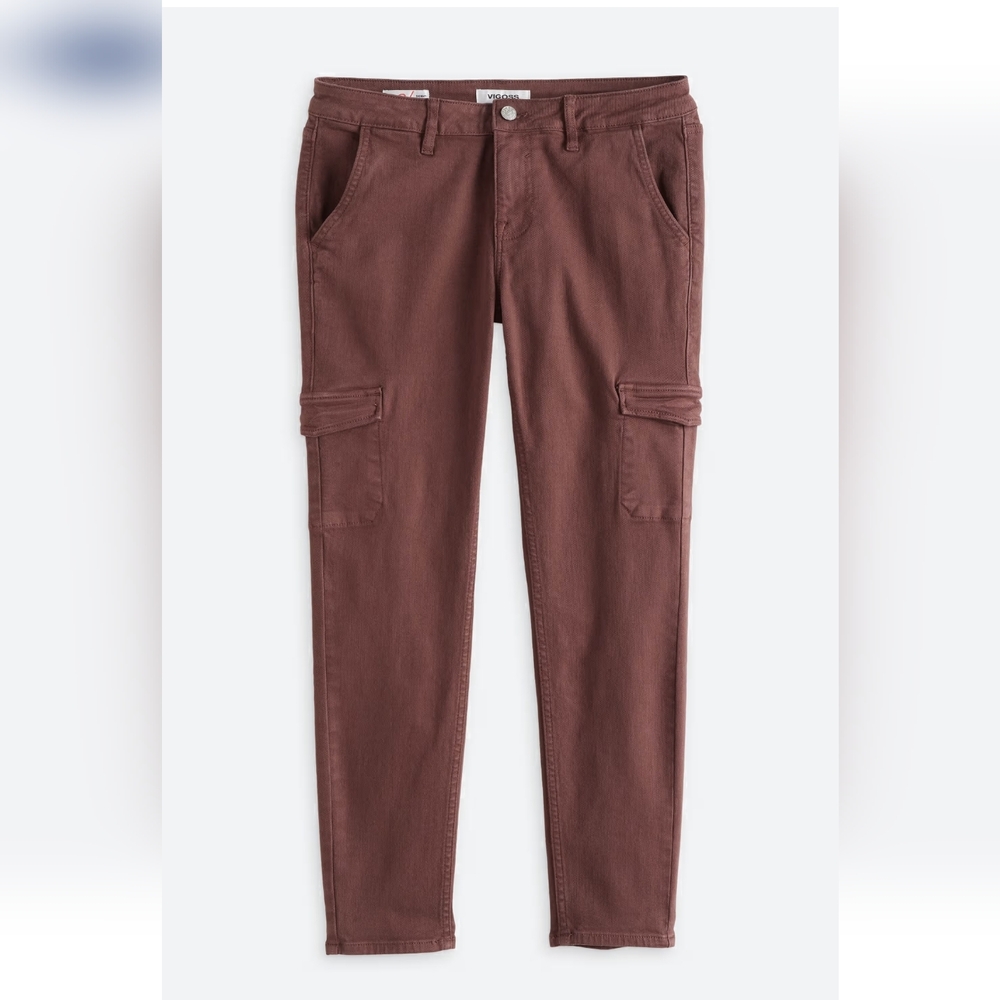 Vigoss Women's Skinny Cargo Jeans in Brown